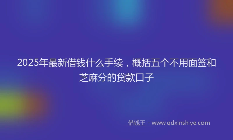 2025年最新借钱什么手续，概括五个不用面签和芝麻分的贷款口子
