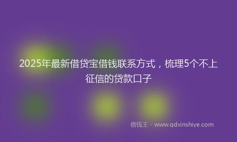 2025年最新借贷宝借钱联系方式，梳理5个不上征信的贷款口子