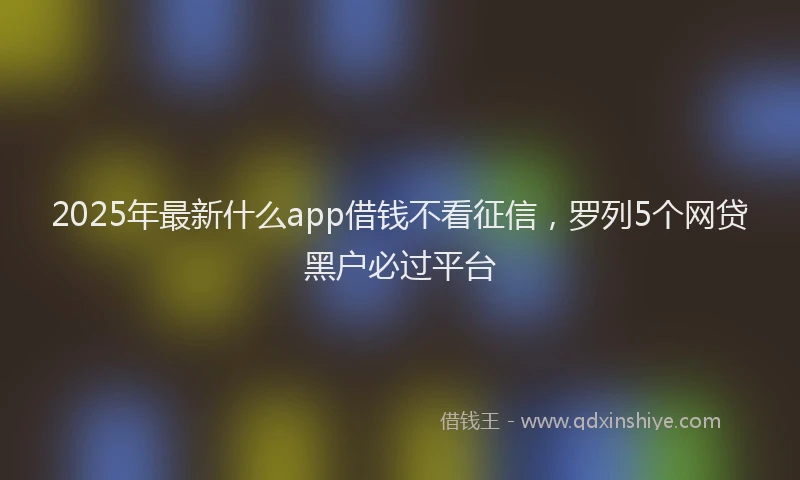 2025年最新什么app借钱不看征信，罗列5个网贷黑户必过平台