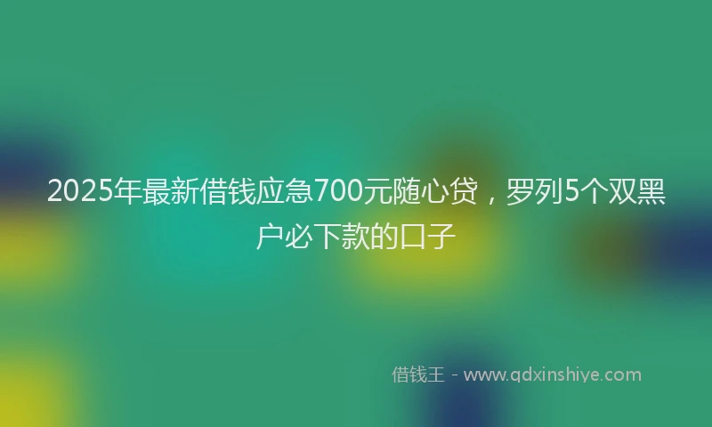 2025年最新借钱应急700元随心贷，罗列5个双黑户必下款的口子