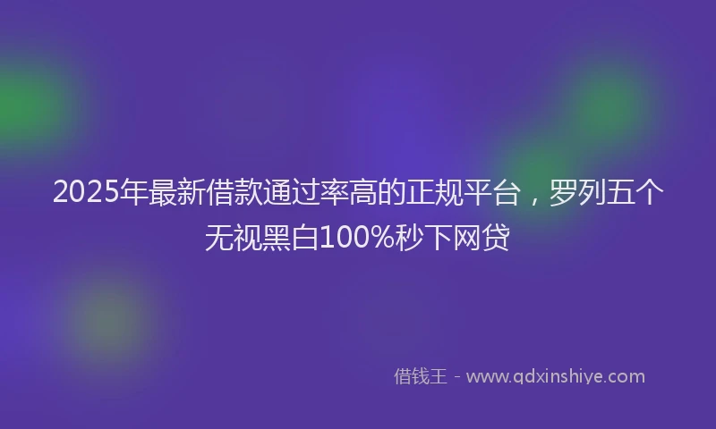 2025年最新借款通过率高的正规平台，罗列五个无视黑白100%秒下网贷
