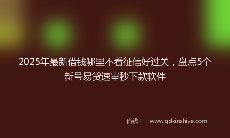 2025年最新借钱哪里不看征信好过关，盘点5个新号易贷速审秒下款软件