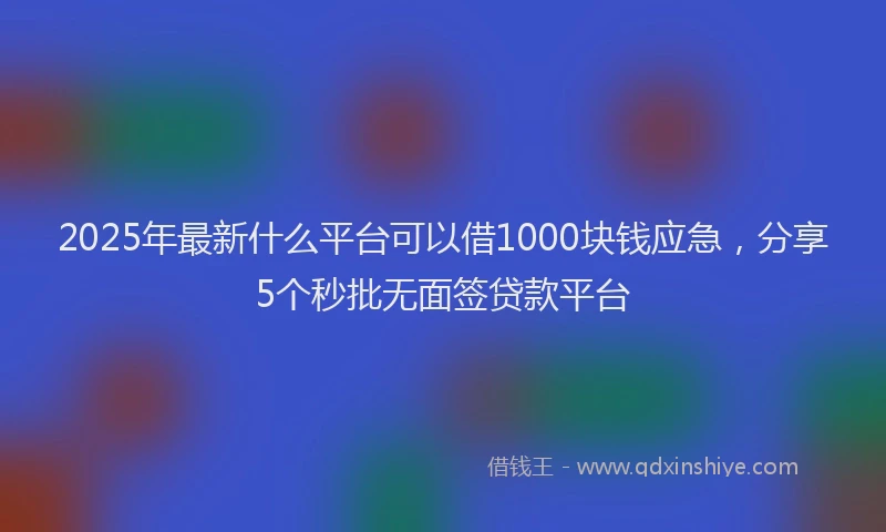 2025年最新什么平台可以借1000块钱应急，分享5个秒批无面签贷款平台