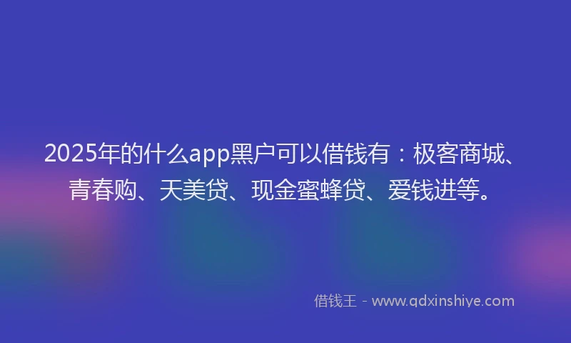 2025年的什么app黑户可以借钱有：极客商城、青春购、天美贷、现金蜜蜂贷、爱钱进等。