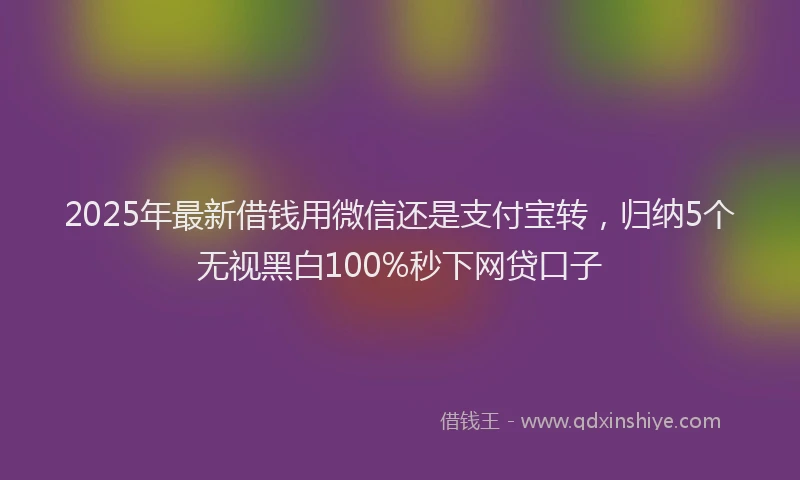 2025年最新借钱用微信还是支付宝转，归纳5个无视黑白100%秒下网贷口子