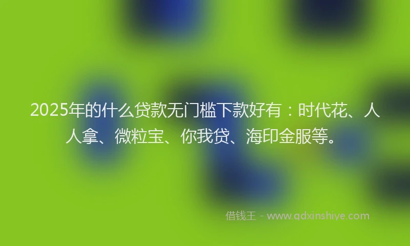 2025年的什么贷款无门槛下款好有：时代花、人人拿、微粒宝、你我贷、海印金服等。