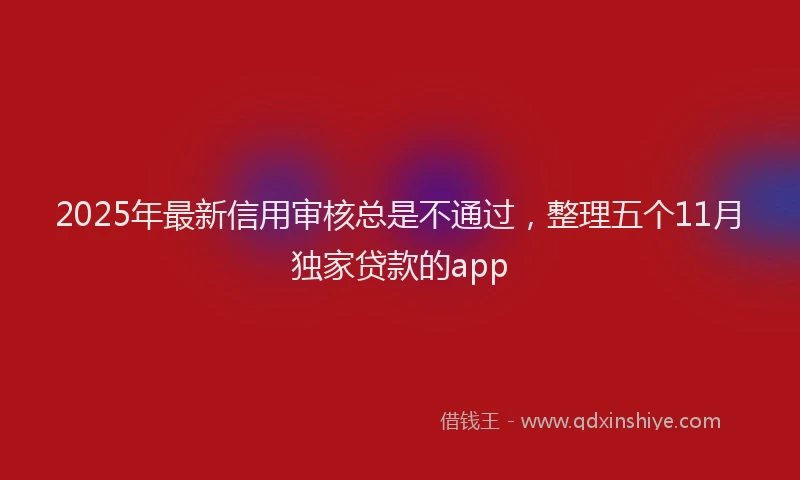 2025年最新信用审核总是不通过，整理五个11月独家贷款的app