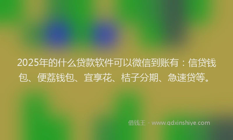 2025年的什么贷款软件可以微信到账有：信贷钱包、便荔钱包、宜享花、桔子分期、急速贷等。