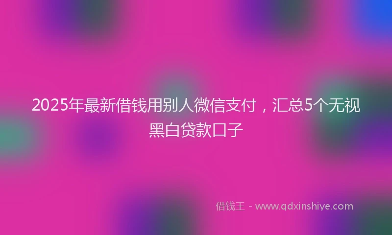 2025年最新借钱用别人微信支付，汇总5个无视黑白贷款口子