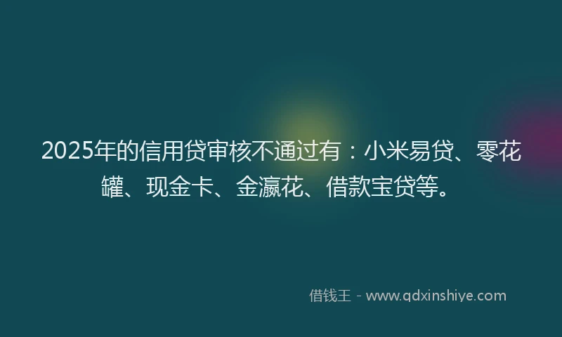 2025年的信用贷审核不通过有：小米易贷、零花罐、现金卡、金瀛花、借款宝贷等。