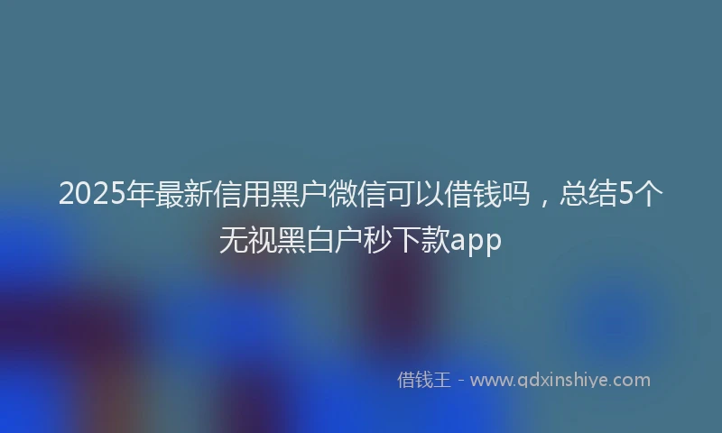 2025年最新信用黑户微信可以借钱吗，总结5个无视黑白户秒下款app