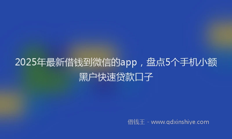 2025年最新借钱到微信的app，盘点5个手机小额黑户快速贷款口子