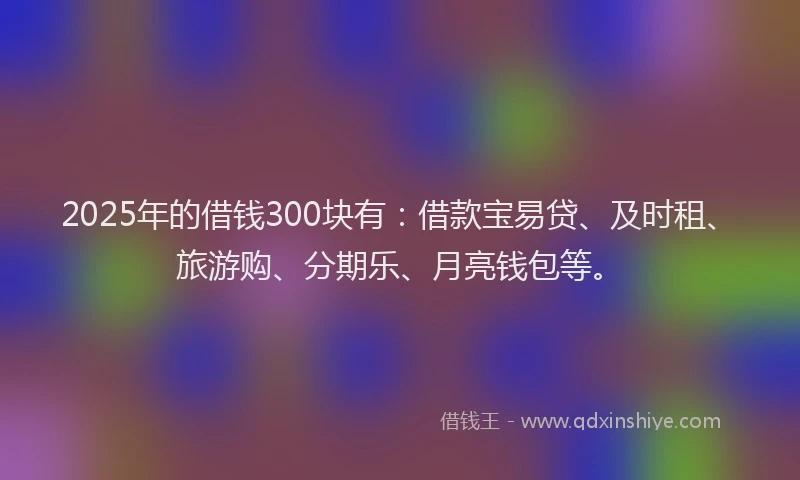 2025年的借钱300块有：借款宝易贷、及时租、旅游购、分期乐、月亮钱包等。