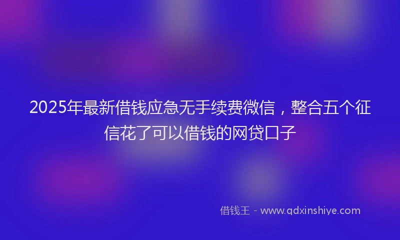 2025年最新借钱应急无手续费微信，整合五个征信花了可以借钱的网贷口子