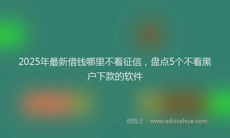 2025年最新借钱哪里不看征信，盘点5个不看黑户下款的软件
