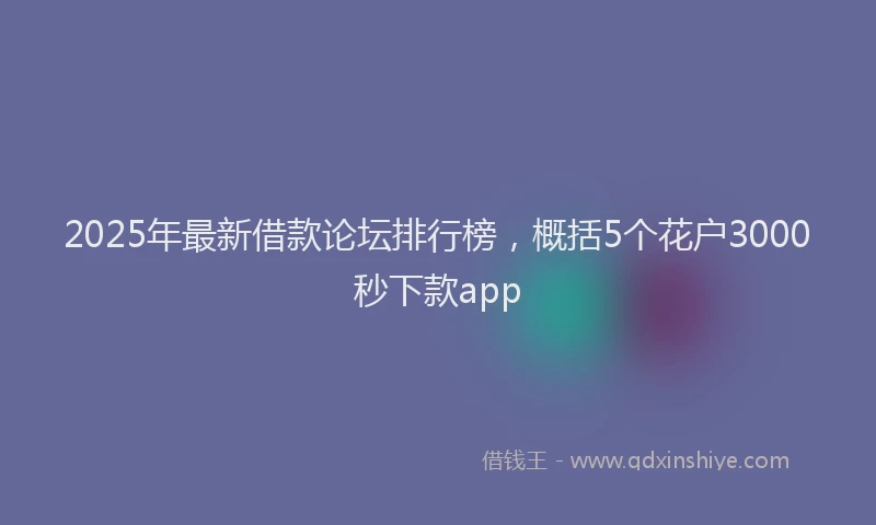 2025年最新借款论坛排行榜，概括5个花户3000秒下款app
