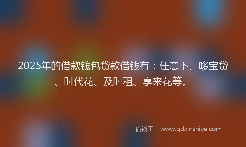 2025年的借款钱包贷款借钱有：任意下、哆宝贷、时代花、及时租、享来花等。