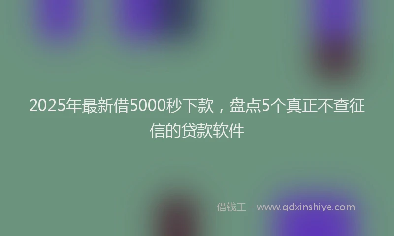2025年最新借5000秒下款，盘点5个真正不查征信的贷款软件