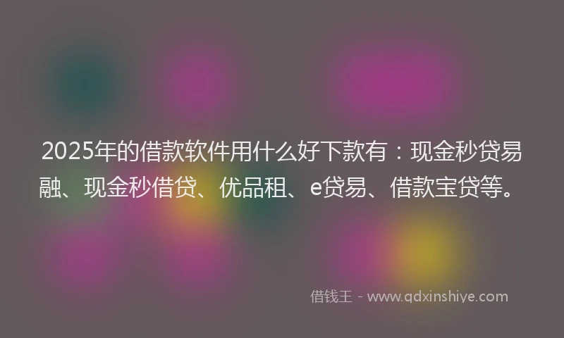 2025年的借款软件用什么好下款有：现金秒贷易融、现金秒借贷、优品租、e贷易、借款宝贷等。