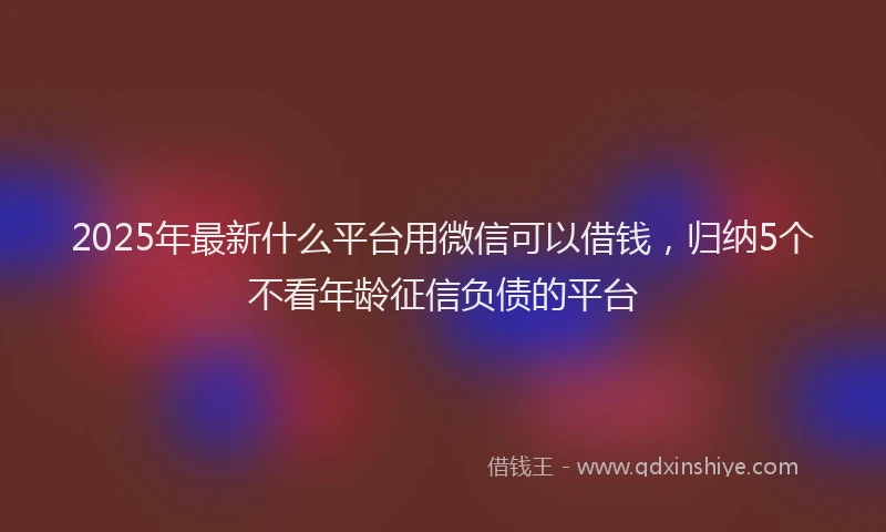 2025年最新什么平台用微信可以借钱，归纳5个不看年龄征信负债的平台