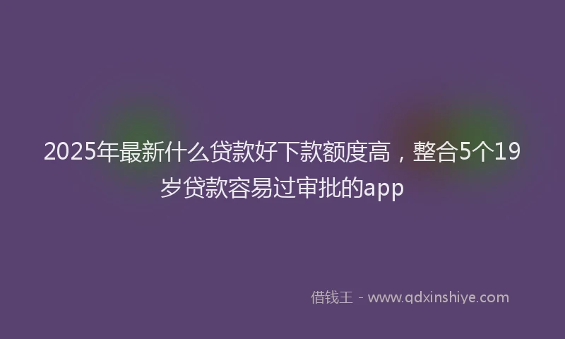 2025年最新什么贷款好下款额度高，整合5个19岁贷款容易过审批的app