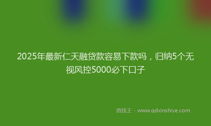 2025年最新仁天融贷款容易下款吗，归纳5个无视风控5000必下口子
