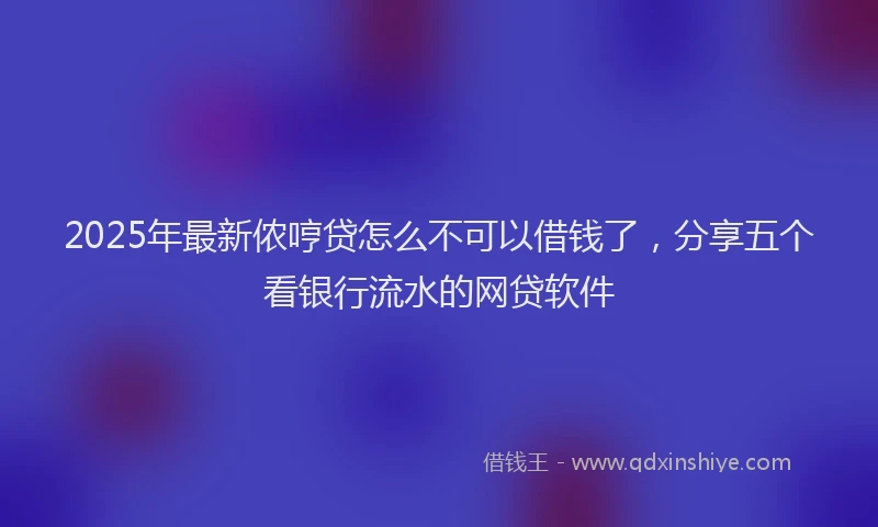 2025年最新侬哼贷怎么不可以借钱了，分享五个看银行流水的网贷软件