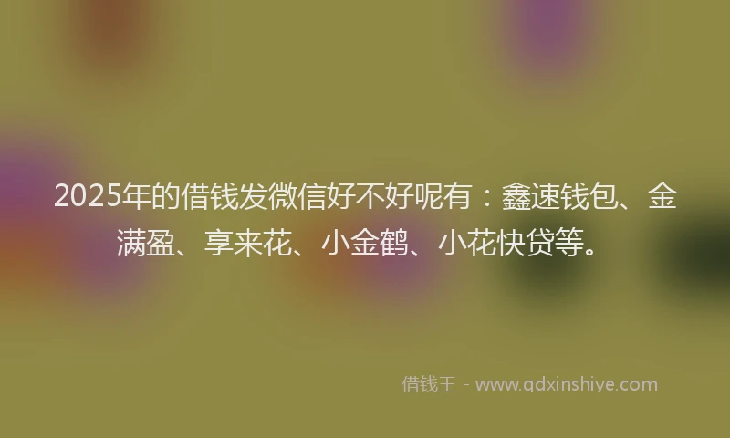 2025年的借钱发微信好不好呢有：鑫速钱包、金满盈、享来花、小金鹤、小花快贷等。