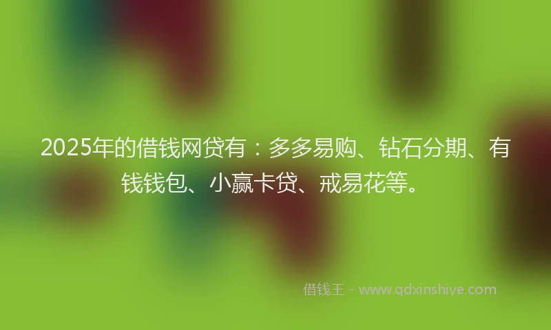 2025年的借钱网贷有：多多易购、钻石分期、有钱钱包、小赢卡贷、戒易花等。