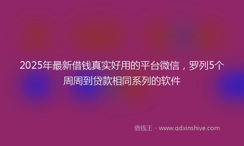 2025年最新借钱真实好用的平台微信，罗列5个周周到贷款相同系列的软件
