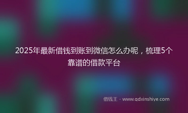 2025年最新借钱到账到微信怎么办呢，梳理5个靠谱的借款平台