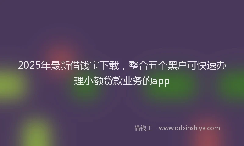 2025年最新借钱宝下载，整合五个黑户可快速办理小额贷款业务的app