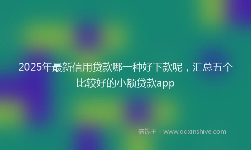 2025年最新信用贷款哪一种好下款呢，汇总五个比较好的小额贷款app