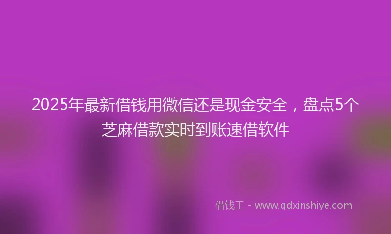 2025年最新借钱用微信还是现金安全，盘点5个芝麻借款实时到账速借软件