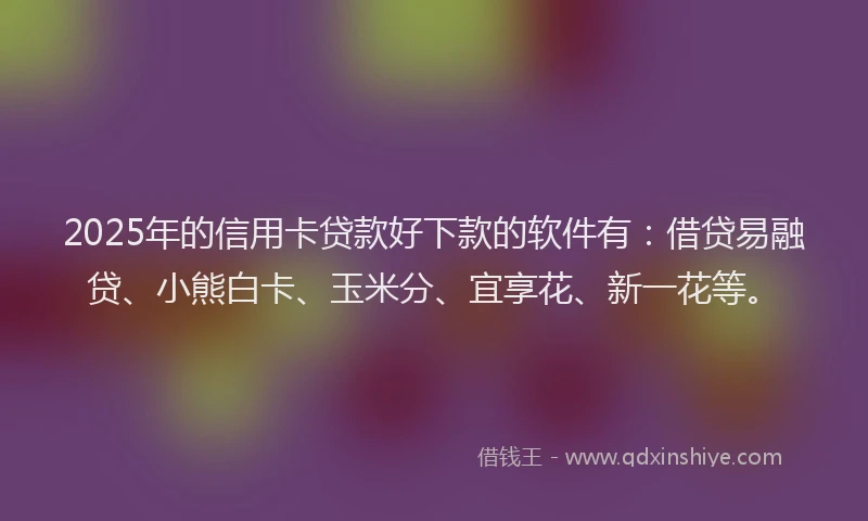 2025年的信用卡贷款好下款的软件有：借贷易融贷、小熊白卡、玉米分、宜享花、新一花等。