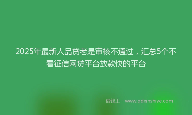 2025年最新人品贷老是审核不通过，汇总5个不看征信网贷平台放款快的平台