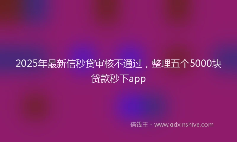 2025年最新信秒贷审核不通过，整理五个5000块贷款秒下app