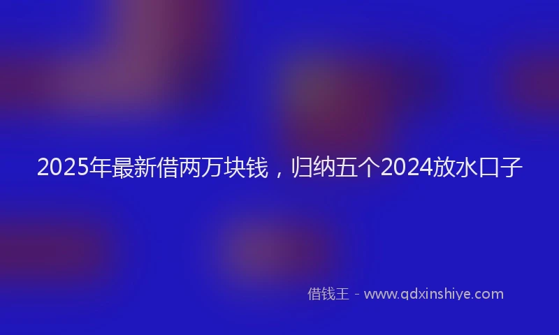 2025年最新借两万块钱，归纳五个2024放水口子