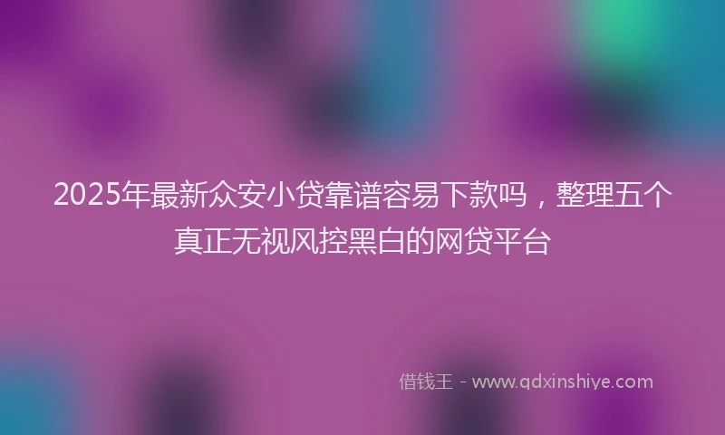 2025年最新众安小贷靠谱容易下款吗，整理五个真正无视风控黑白的网贷平台
