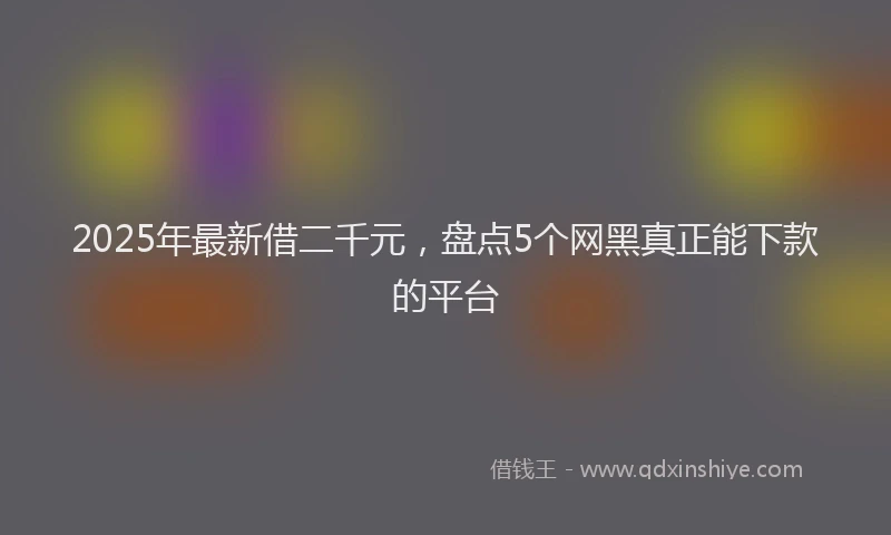 2025年最新借二千元，盘点5个网黑真正能下款的平台