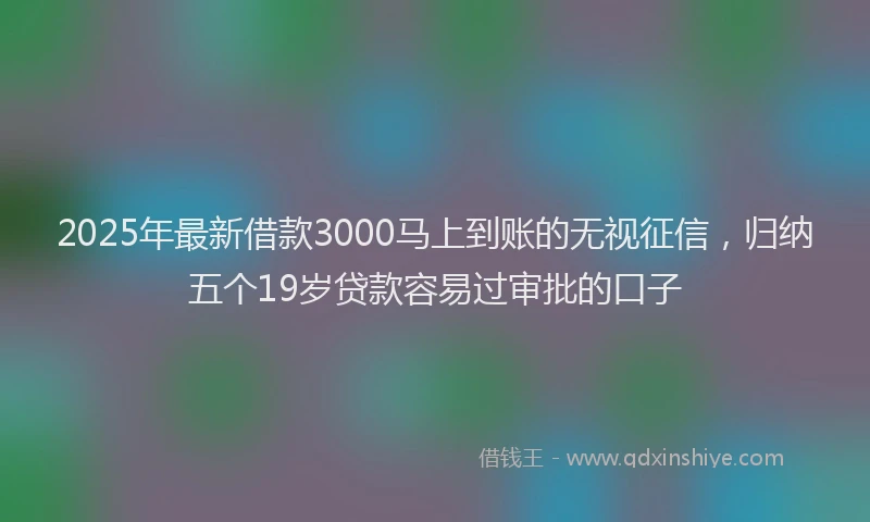 2025年最新借款3000马上到账的无视征信，归纳五个19岁贷款容易过审批的口子