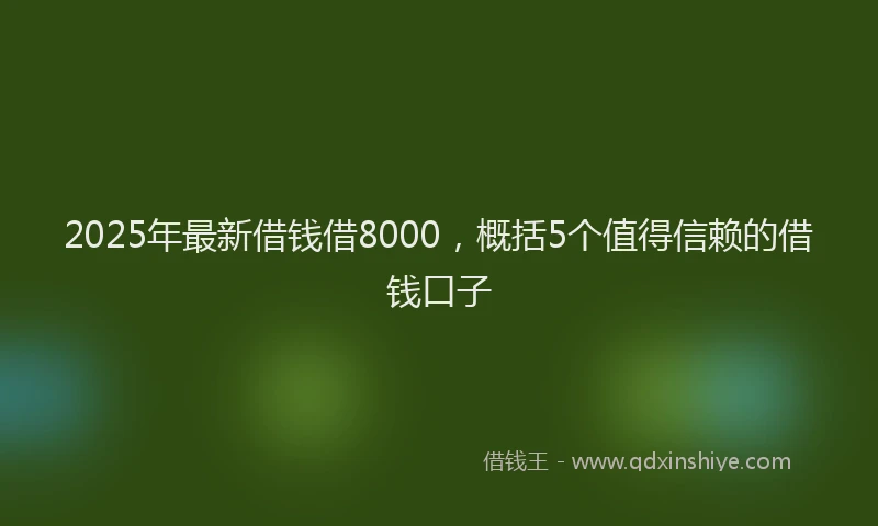 2025年最新借钱借8000，概括5个值得信赖的借钱口子