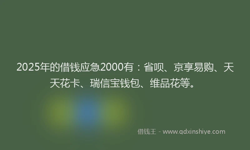 2025年的借钱应急2000有：省呗、京享易购、天天花卡、瑞信宝钱包、维品花等。