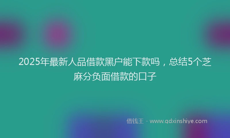 2025年最新人品借款黑户能下款吗，总结5个芝麻分负面借款的口子