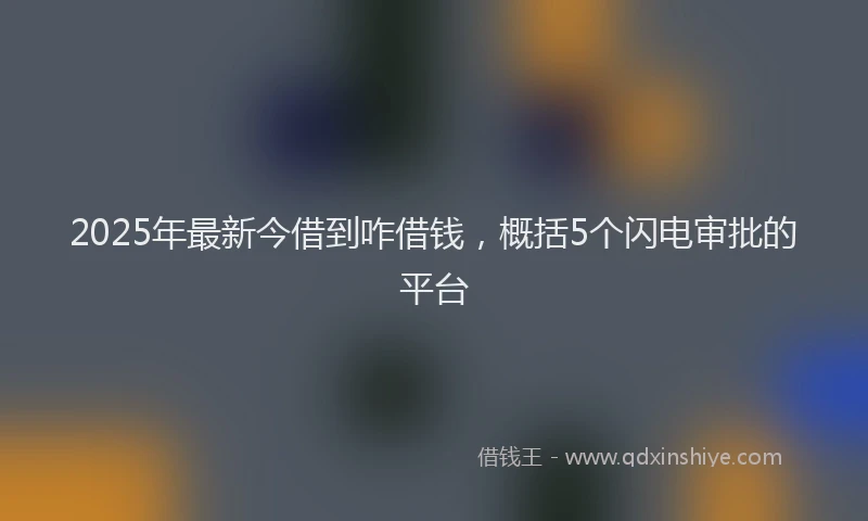 2025年最新今借到咋借钱，概括5个闪电审批的平台