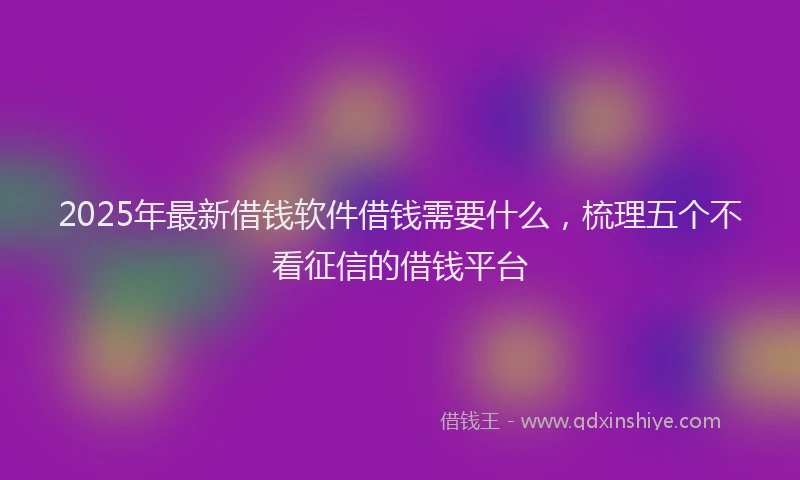 2025年最新借钱软件借钱需要什么，梳理五个不看征信的借钱平台