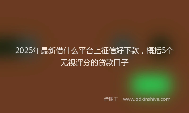 2025年最新借什么平台上征信好下款，概括5个无视评分的贷款口子