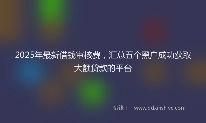 2025年最新借钱审核费，汇总五个黑户成功获取大额贷款的平台