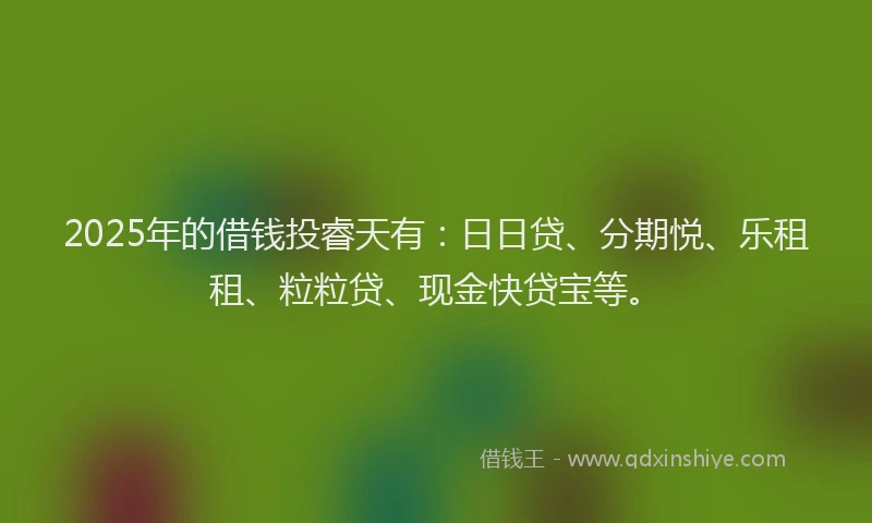 2025年的借钱投睿天有：日日贷、分期悦、乐租租、粒粒贷、现金快贷宝等。