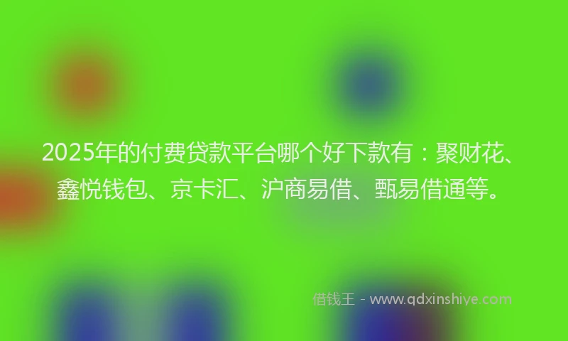 2025年的付费贷款平台哪个好下款有：聚财花、鑫悦钱包、京卡汇、沪商易借、甄易借通等。